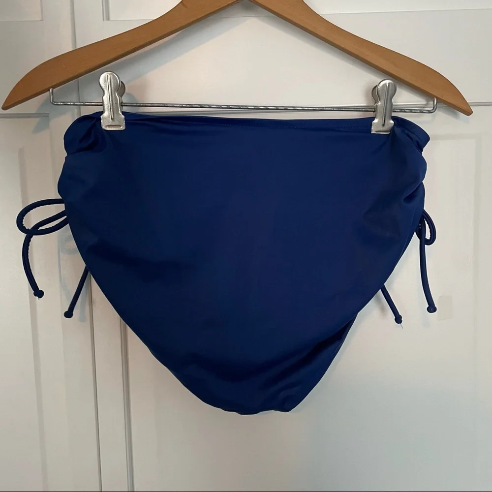 Navy Blue Ruched Tie Side BIkini Swim Bottoms Bathing Suit Beach Pool 12